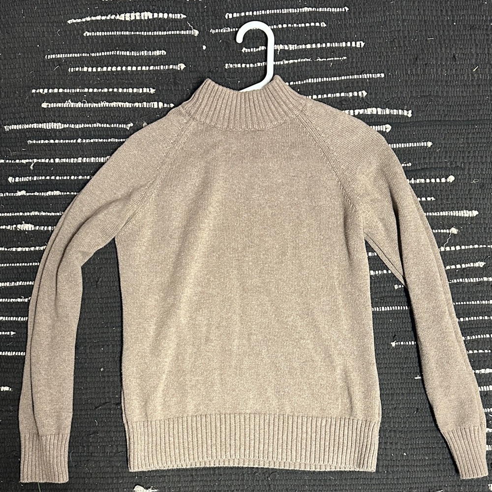 Jeanne Pierre Taupe Cable Knit Turtleneck Sweater Medium Cozy Neutral